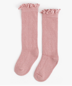 Little Stocking Co - Blush Fancy Lace Top Knee High Socks