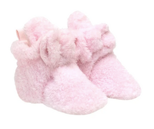 Plush Pink Bow Snap Booties