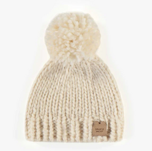 Souris Mini - CREAM HAT IN SOFT AND WARM KNIT, WITH A POMPOM