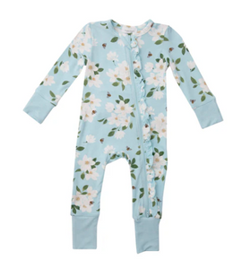 Angel Dear - Magnolia Blue Ruffle Bamboo Romper