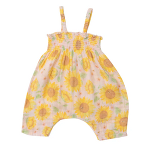 Angel Dear - Sunflowers Pink Muslin Smocked Romper