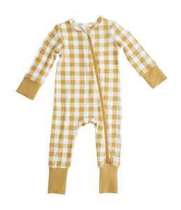 Angel Dear - Honey Gingham Bamboo Romper