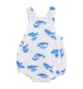 Angel Dear - Muslin Blue Whale Unisex Sunsuit